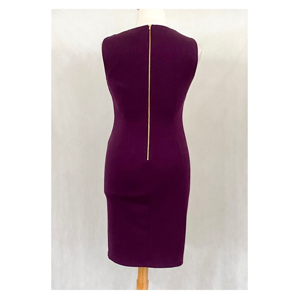 Calvin Klein Sleeveless Eggplant Gold Rivet Dress - Picture 6 of 11